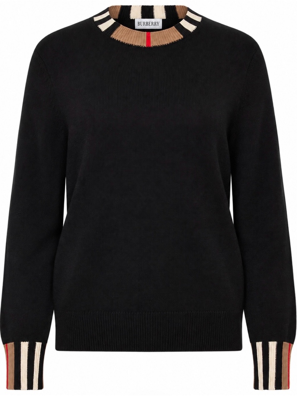 Burberry Women’s Icon Stripe Trim Crewneck Sweater